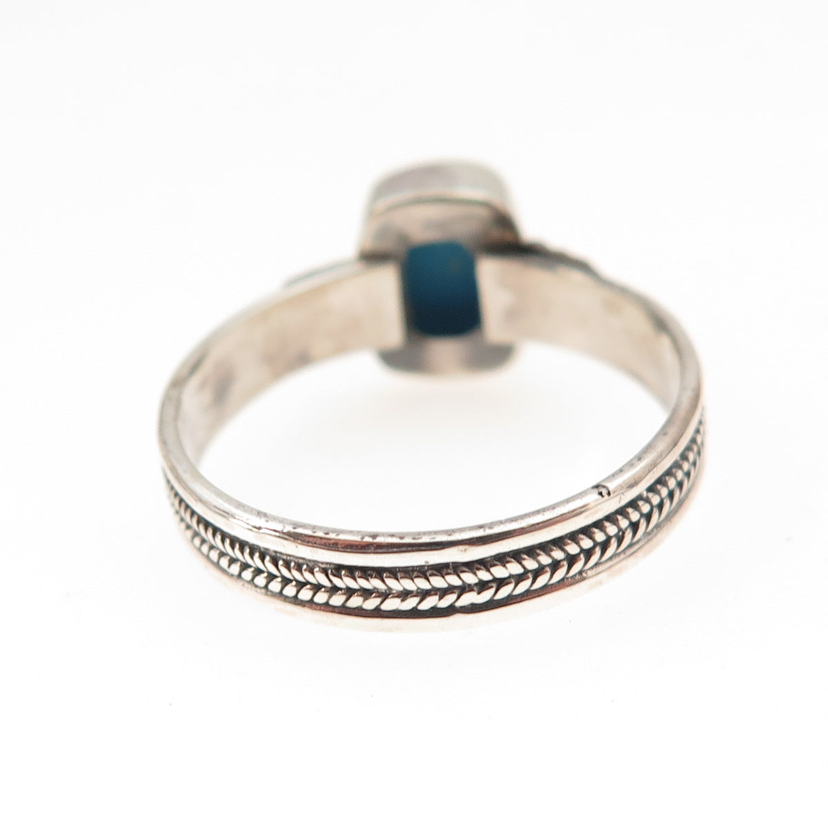 925 Sterling Silver Real Sleeping Beauty Turquoise Oxidized Ring Size 8