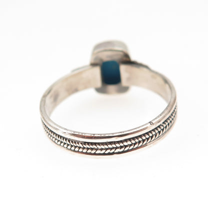925 Sterling Silver Real Sleeping Beauty Turquoise Oxidized Ring Size 8