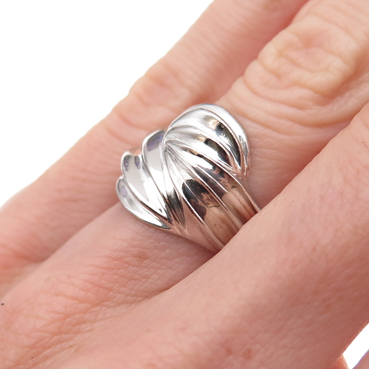925 Sterling Silver Vintage Modernist Oxidized Ring Size 5.25