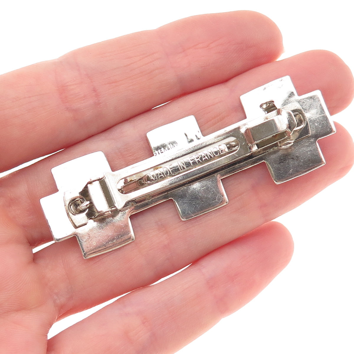 Lester Jackson Navajo Old Pawn 925 Sterling Vintage Cross French Hair Barrette