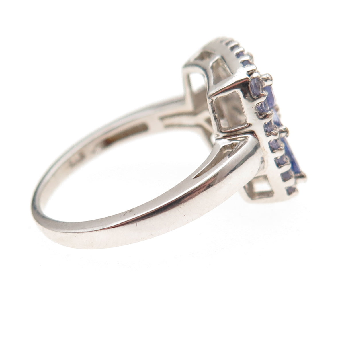 Chuck Clemency 925 Sterling Silver Real Tanzanite Floral Ring Size 8