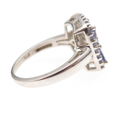 Chuck Clemency 925 Sterling Silver Real Tanzanite Floral Ring Size 8