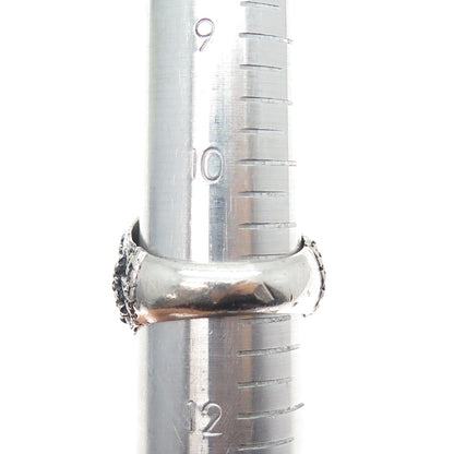 925 Sterling Silver 2-Tone Vintage Nuclear Bomb Biker Oxidized Ring Size 11.25