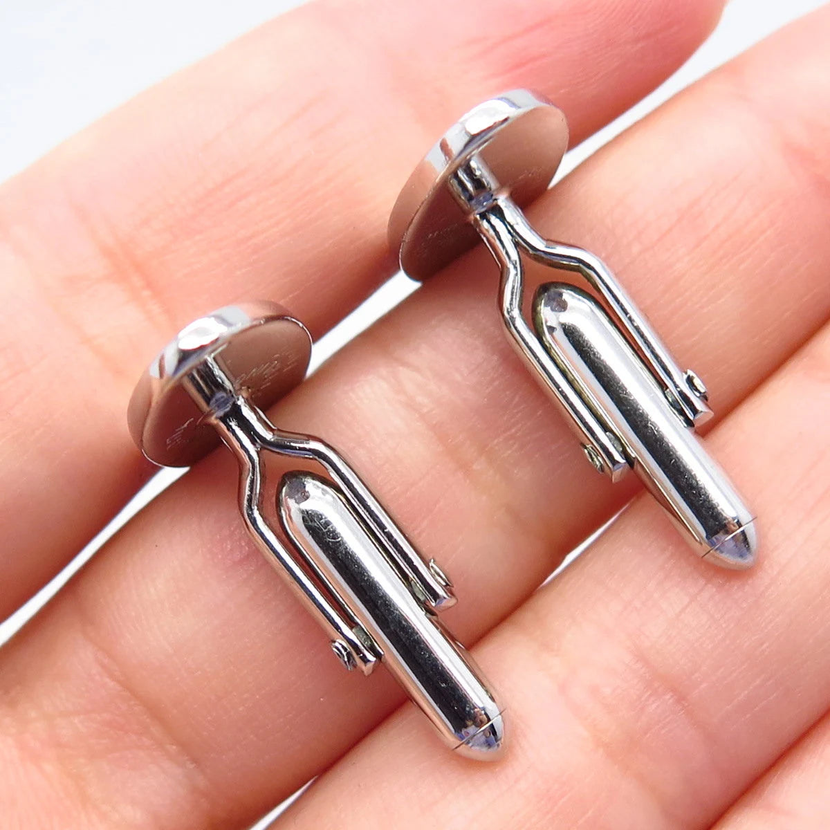 925 Sterling Silver Vintage Swank Textured Oval Cufflinks