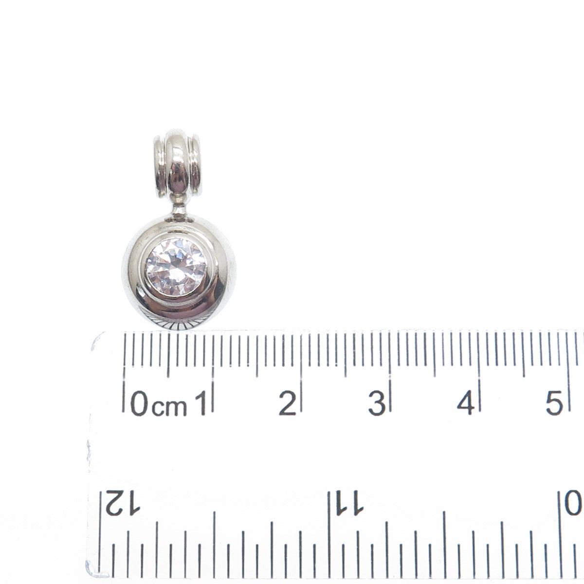 MILOR 925 Sterling Silver Italy Round-Cut Shaped C Z Minimalist Pendant