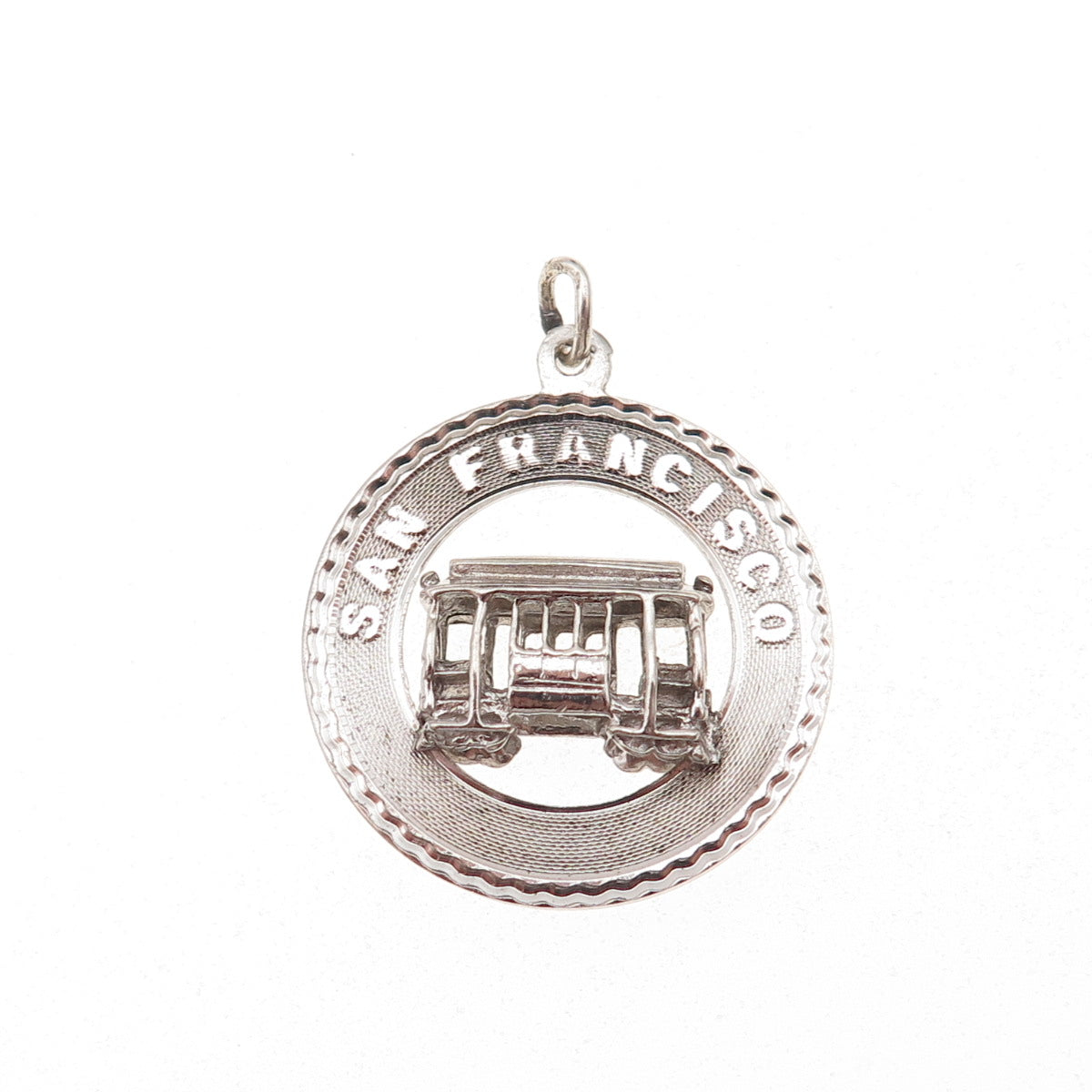 925 Sterling Silver Vintage San Francisco Cable Car Oxidized Charm Pendant