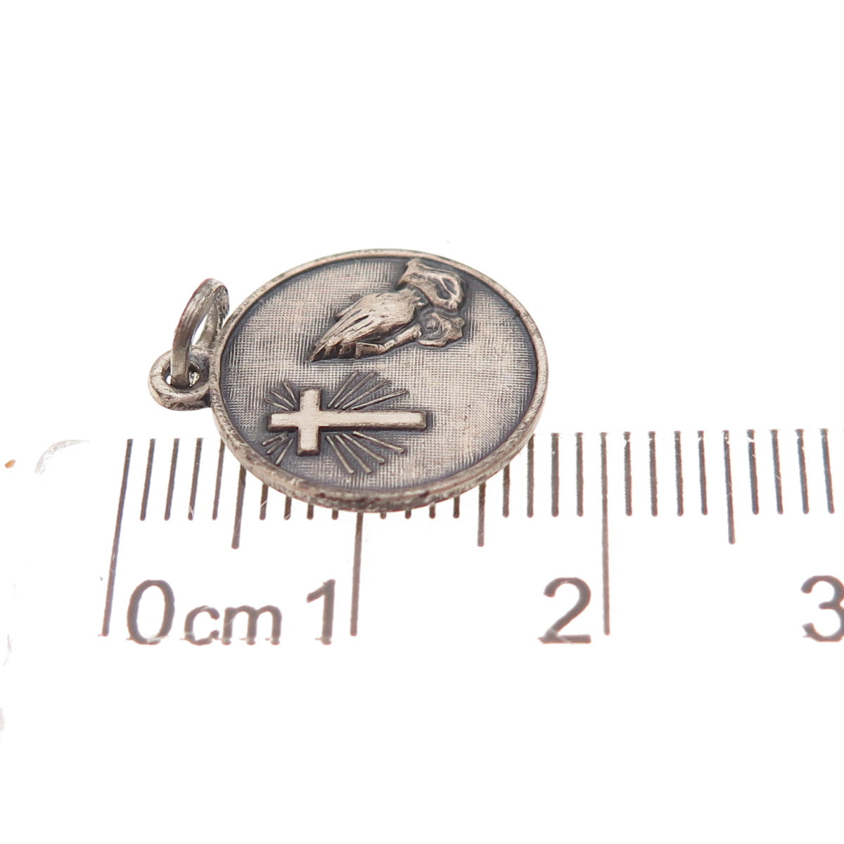 Beau 925 Sterling Silver Vintage Cross Praying Hands Oxidized Charm Pendant