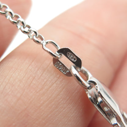 925 Sterling Silver Italy Round & Tapered Baguette-Cut C Z Heart Necklace 16"