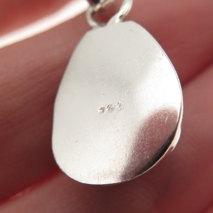 925 Sterling Silver Vintage Real Larimar Modernist Charm Pendant