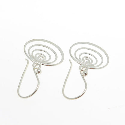 925 Sterling Silver Spiral Drop Dangling Earrings