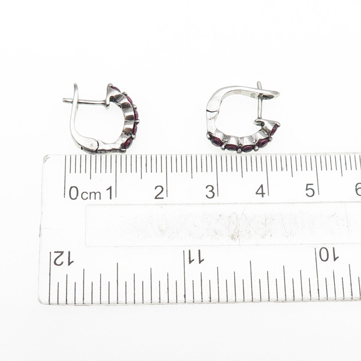 925 Sterling Silver Real Round-Cut Rhodolite Earrings