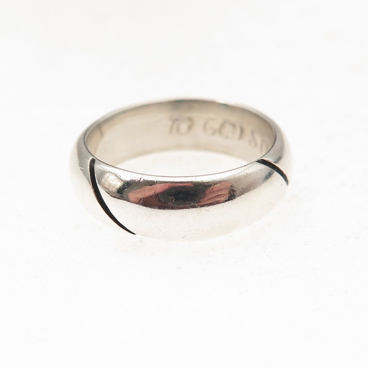 925 Sterling Silver Vintage Mexico Modernist Oxidized Band Ring Size 6.5