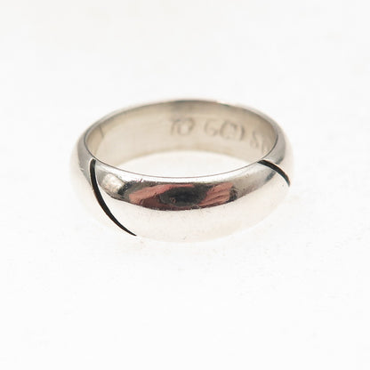 925 Sterling Silver Vintage Mexico Modernist Oxidized Band Ring Size 6.5