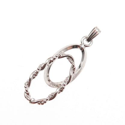 925 Sterling Silver Vintage Interlocked Twisted Link Charm Pendant