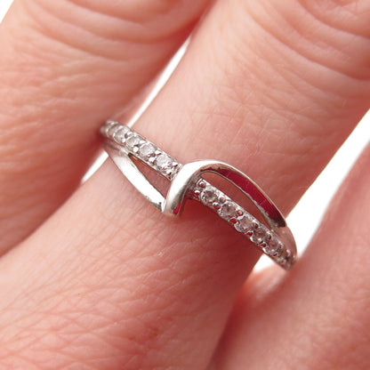 925 Sterling Silver Round-Cut C Z Wavy Ring Size 7.5