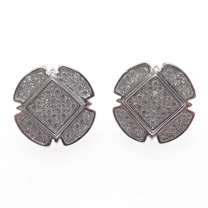 925 Sterling Silver Round-Cut C Z Cross Stud Earrings