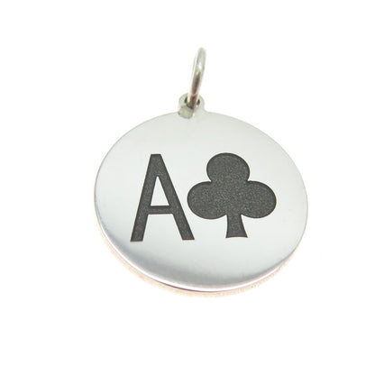 925 Sterling Silver Enamel Ace of Clubs Playing Card Charm Pendant