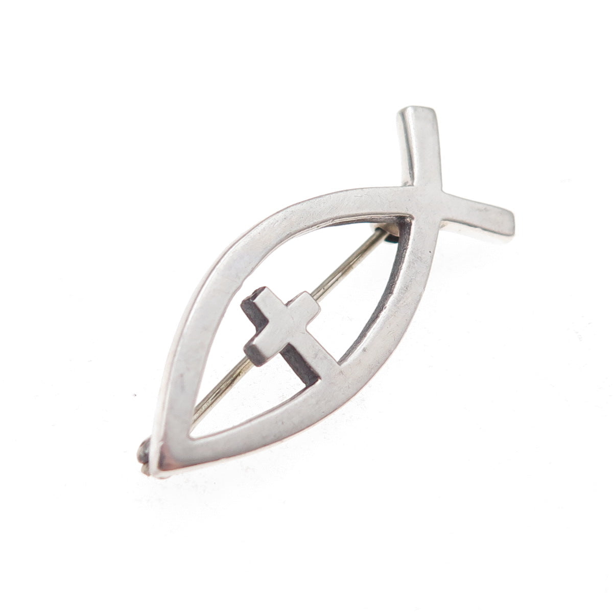 James Avery 925 Sterling Silver Vintage Cross Ichthus Pin Brooch