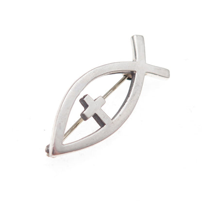 James Avery 925 Sterling Silver Vintage Cross Ichthus Pin Brooch