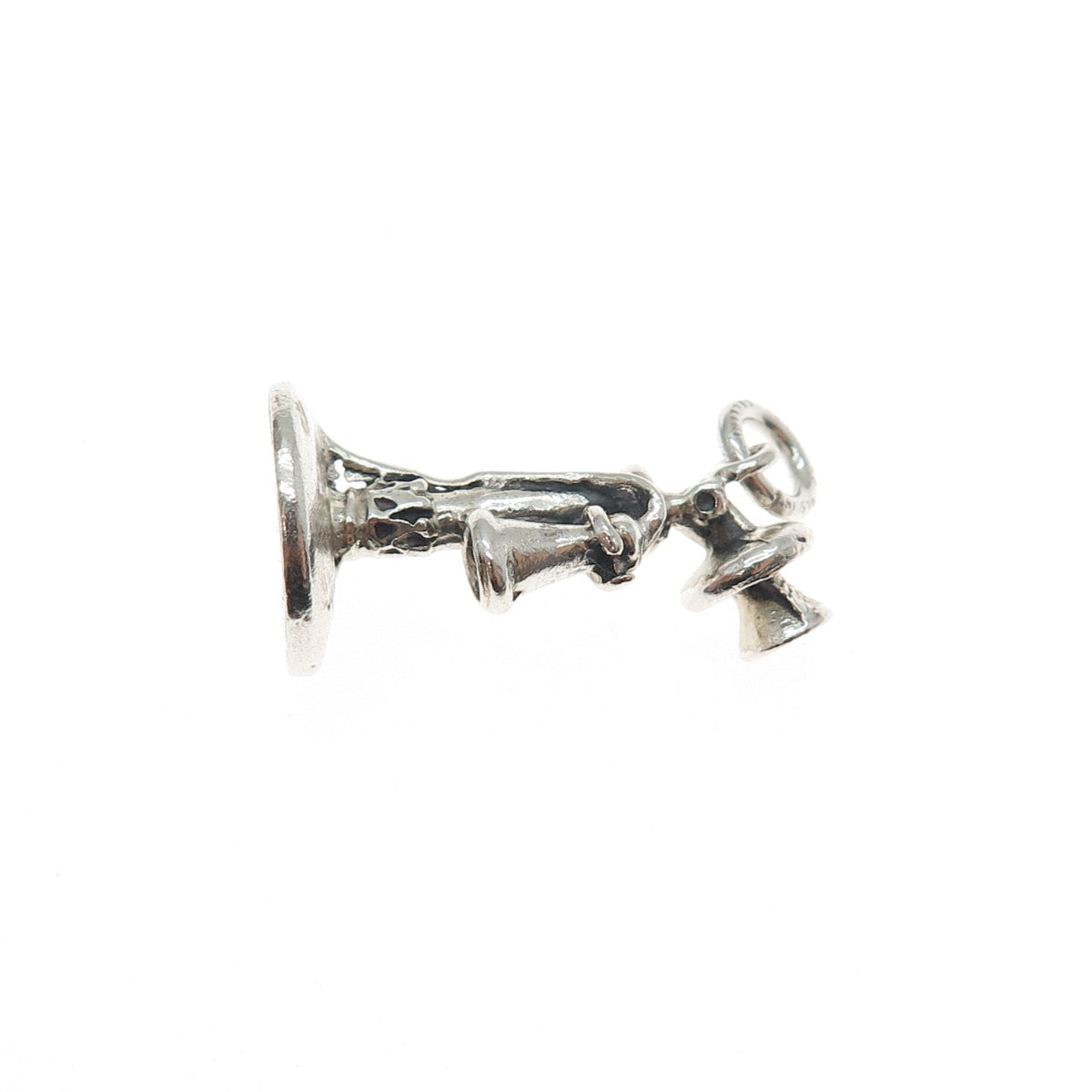 CELLINI 925 Sterling Silver Antique Retro Candlestick Phone Mini Charm Pendant