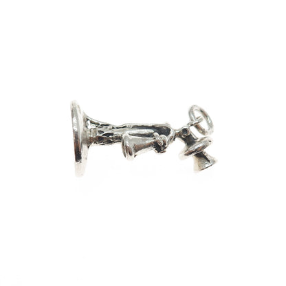 CELLINI 925 Sterling Silver Antique Retro Candlestick Phone Mini Charm Pendant