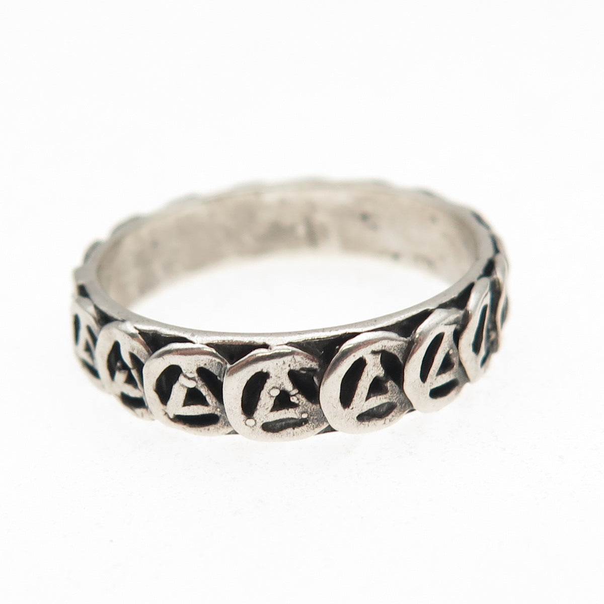 925 Sterling Silver Vintage Alcoholics Anonymous Oxidized Band Ring Size 9