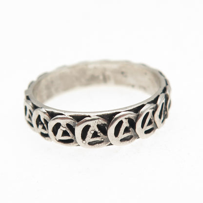 925 Sterling Silver Vintage Alcoholics Anonymous Oxidized Band Ring Size 9