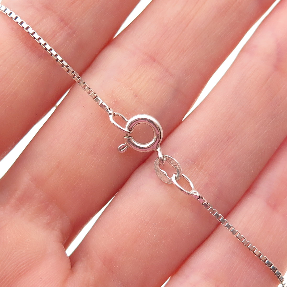 Noy Li 925 Sterling Silver Vintage Israel Blue C Z Bow Box Chain Necklace 18"