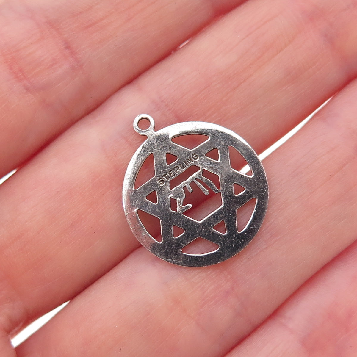 925 Sterling Silver Vintage Star of David Chai Judaica Oxidized Charm Pendant