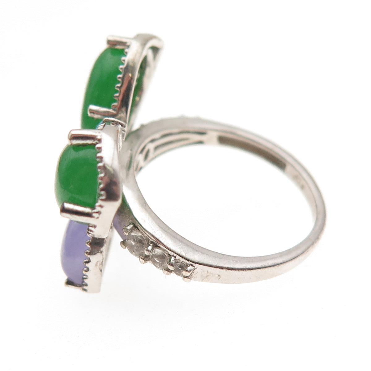 Chuck Clemency 925 Sterling Silver Real Multi-Color Gem Butterfly Ring Size 8.25