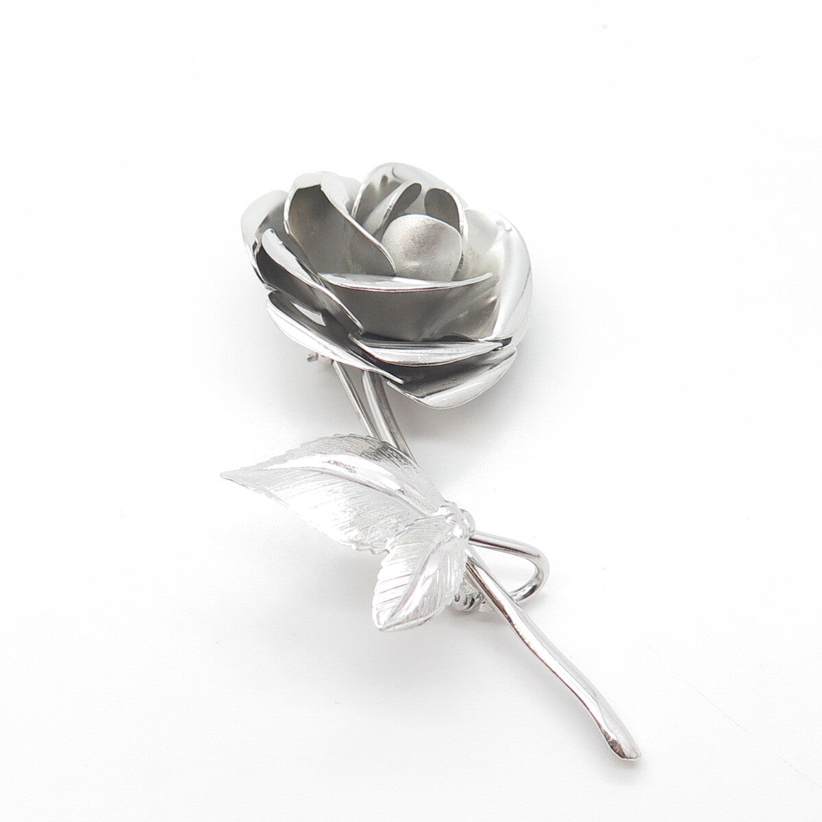 RAIMOND SILVER MFG CO. 925 Sterling Silver Vintage Handmade Rose Flower Brooch