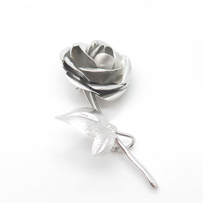 RAIMOND SILVER MFG CO. 925 Sterling Silver Vintage Handmade Rose Flower Brooch