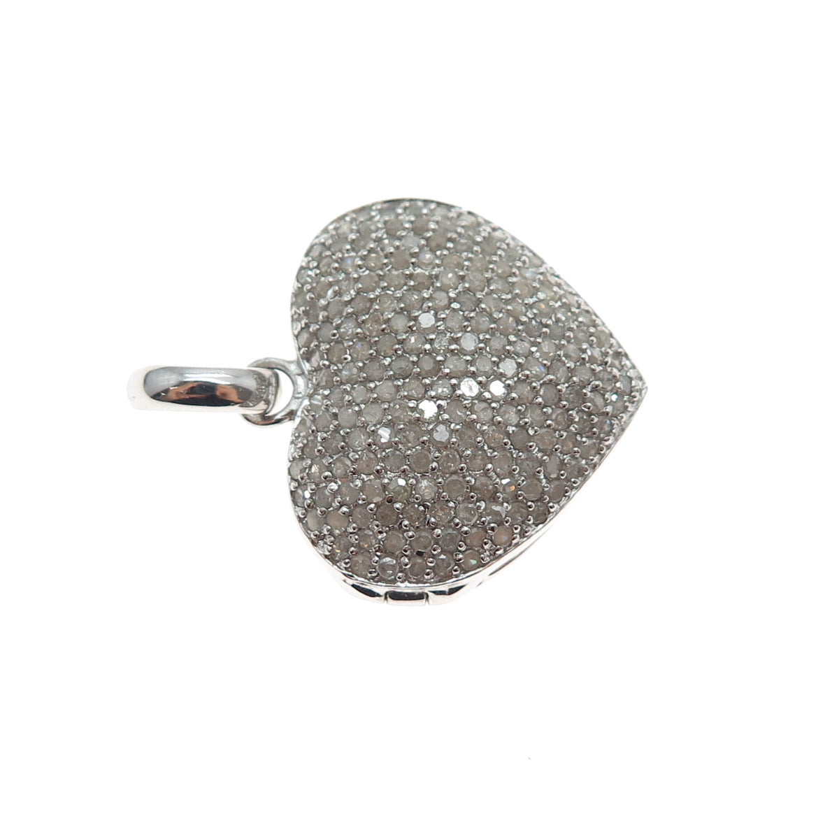 DEE BERKLE 925 Sterling Silver Real Round-Cut Diamond Heart Locket Pendant