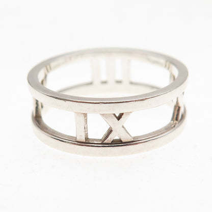925 Sterling Silver Vintage Atlas Band Ring Size 10.5