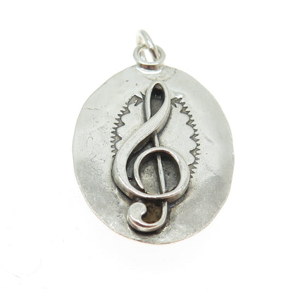 Old Pawn Sterling Silver Vintage Spiny Oyster Shell Treble Clef & Cross Pendant