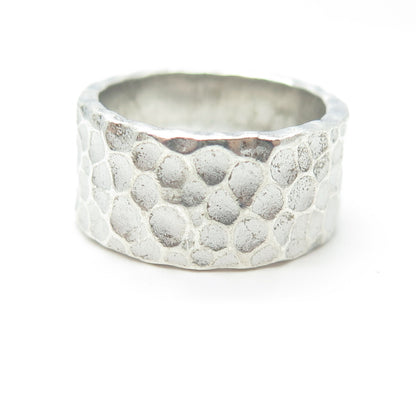 925 Sterling Silver Vintage Hammered Finish Band Ring Size 6.25