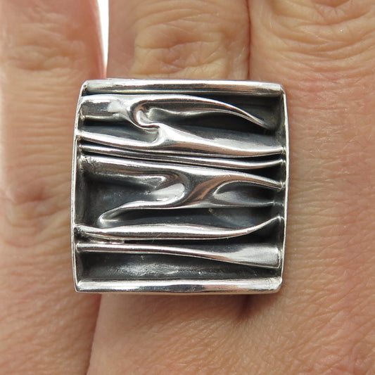 925 Sterling Silver Vintage Modernist Oxidized Ring Size 6.5