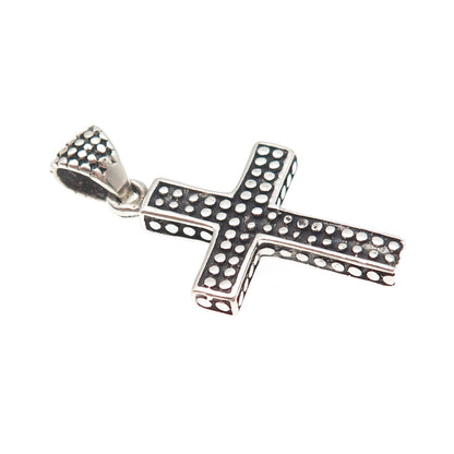925 Sterling Silver Vintage Cross Dotted Oxidized Pendant