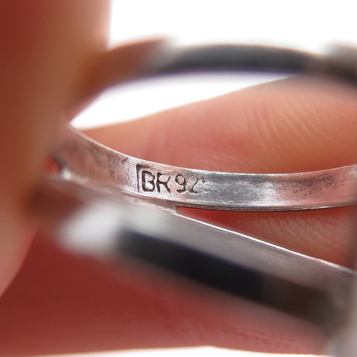 925 Sterling Silver Vintage Real Dendritic Agate Modernist Ring Size 6.5