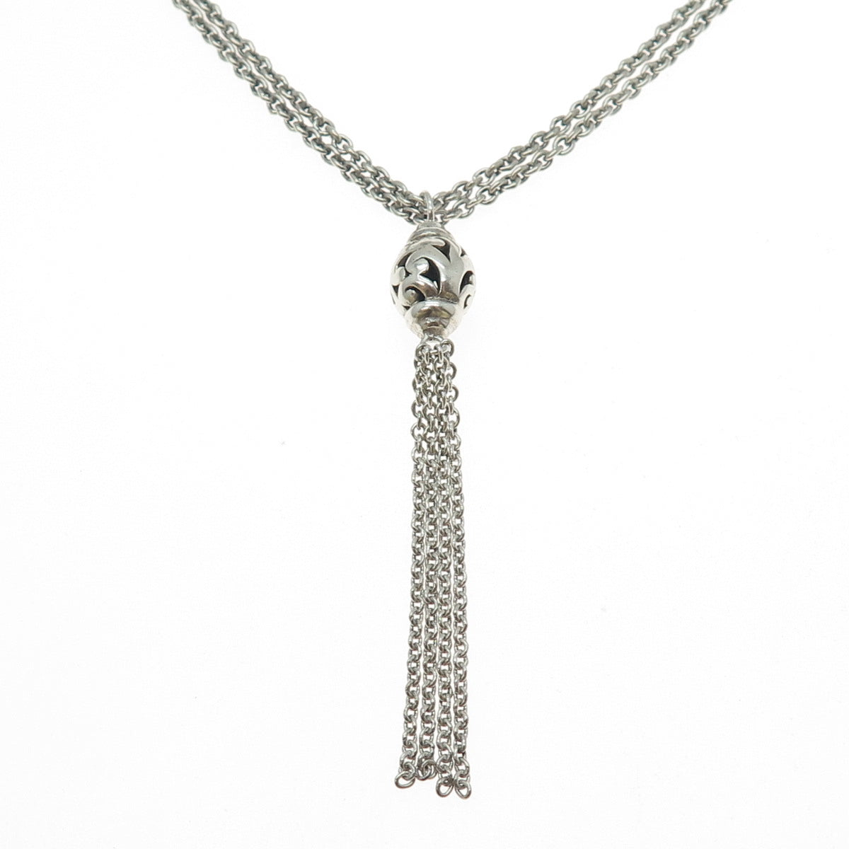 LOIS HILL 925 Sterling Silver Vintage Tassel Cable Chain Necklace 16-18"