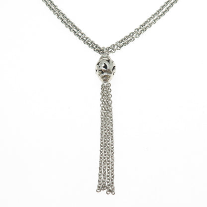LOIS HILL 925 Sterling Silver Vintage Tassel Cable Chain Necklace 16-18"