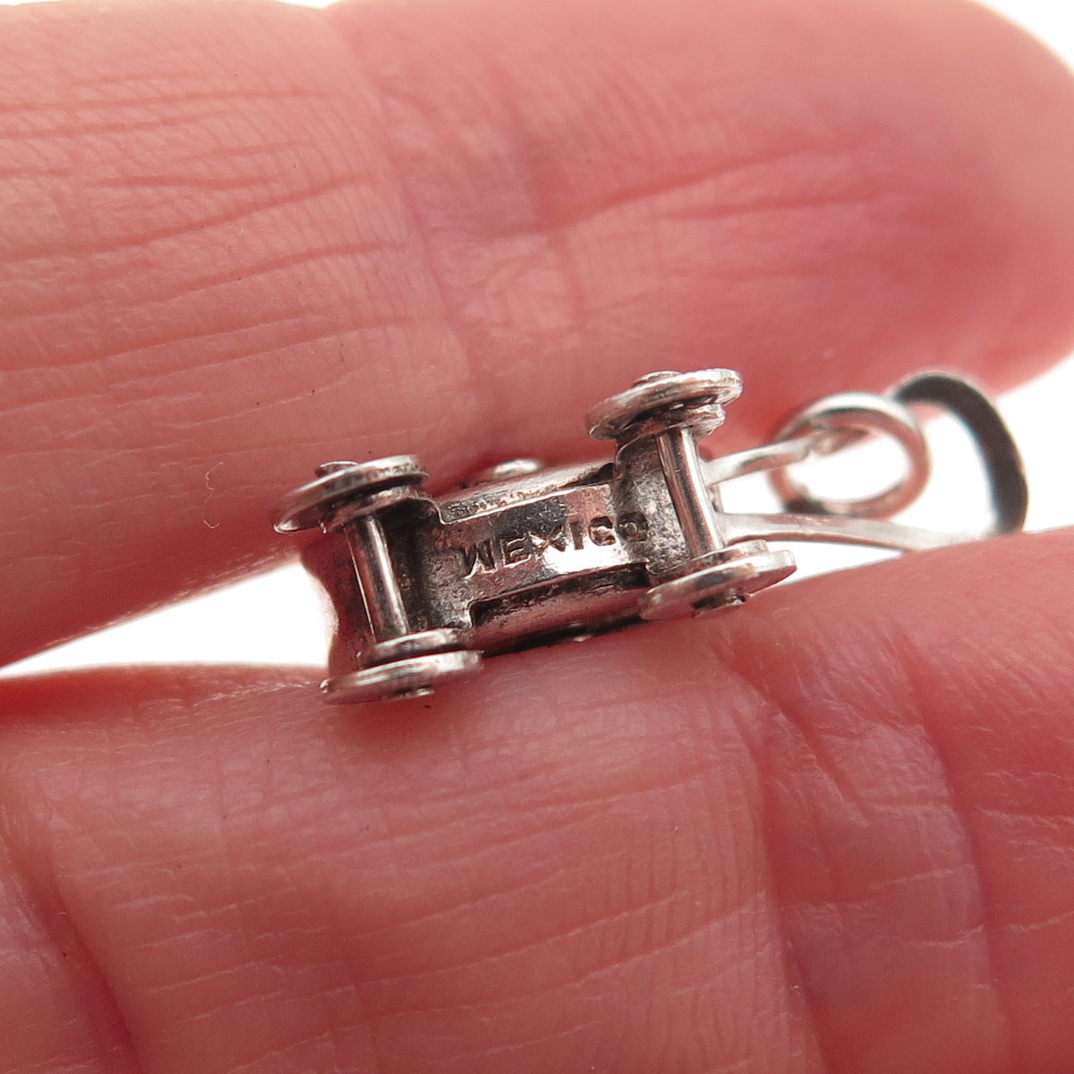 925 Sterling Antique Art Deco Mexico Baby Stroller Movable 3D Mini Charm Pendant