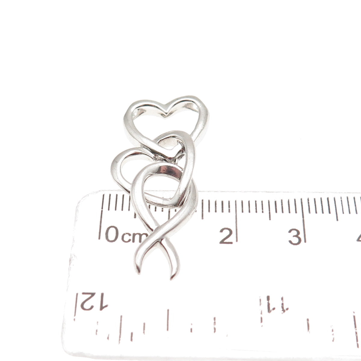 925 Sterling Silver Interlocked Couple Heart Slide Charm Pendant