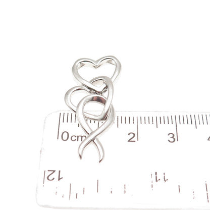 925 Sterling Silver Interlocked Couple Heart Slide Charm Pendant