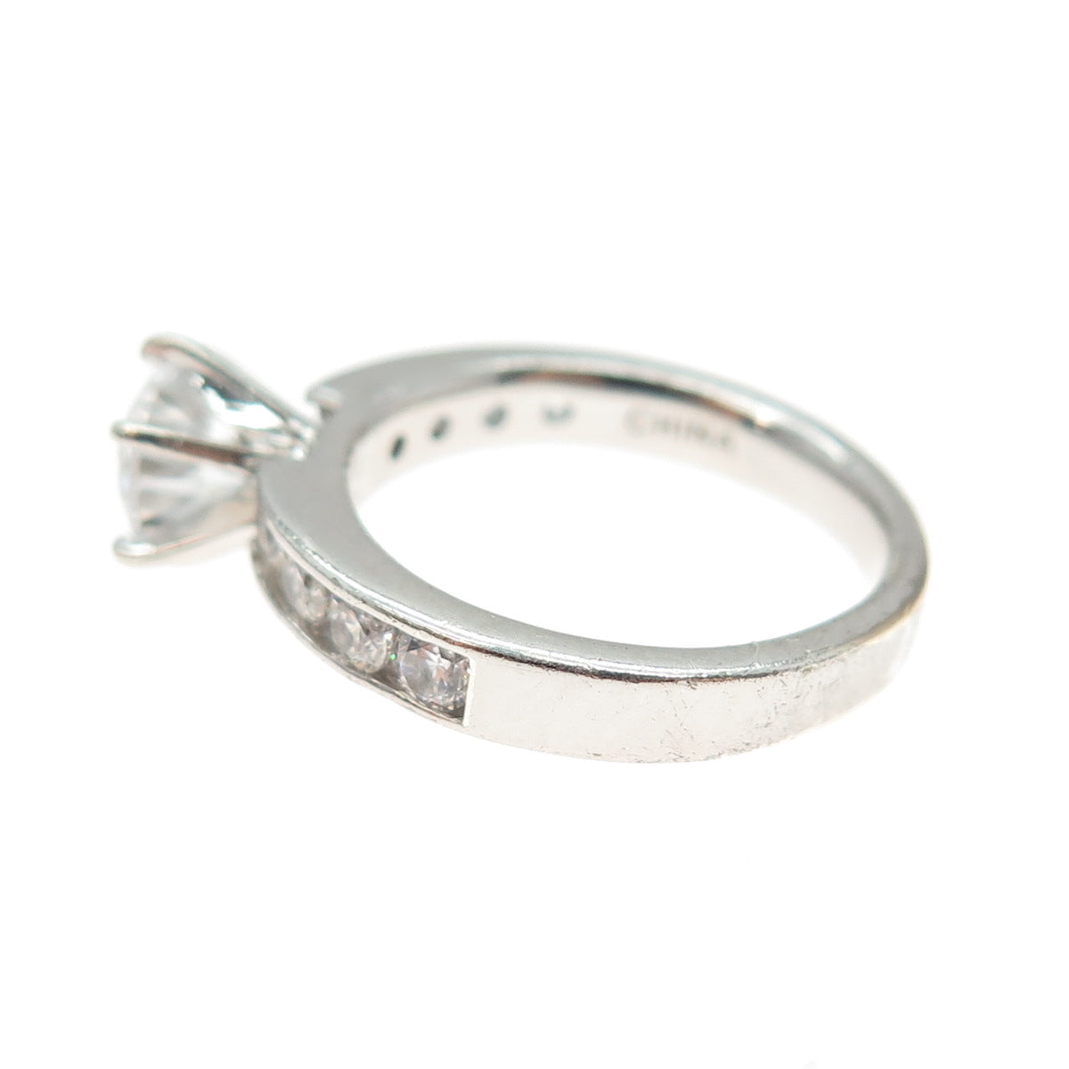 925 Sterling Silver Round-Cut C Z Engagement Ring Size 6