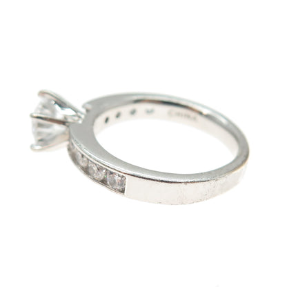 925 Sterling Silver Round-Cut C Z Engagement Ring Size 6