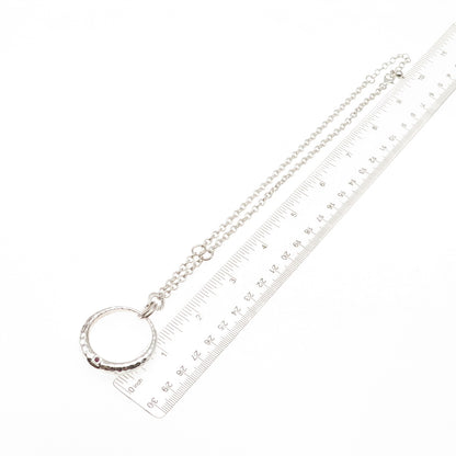 Elle 925 Sterling Silver Vintage Real Ruby Crescent Cable Chain Necklace 16-18"