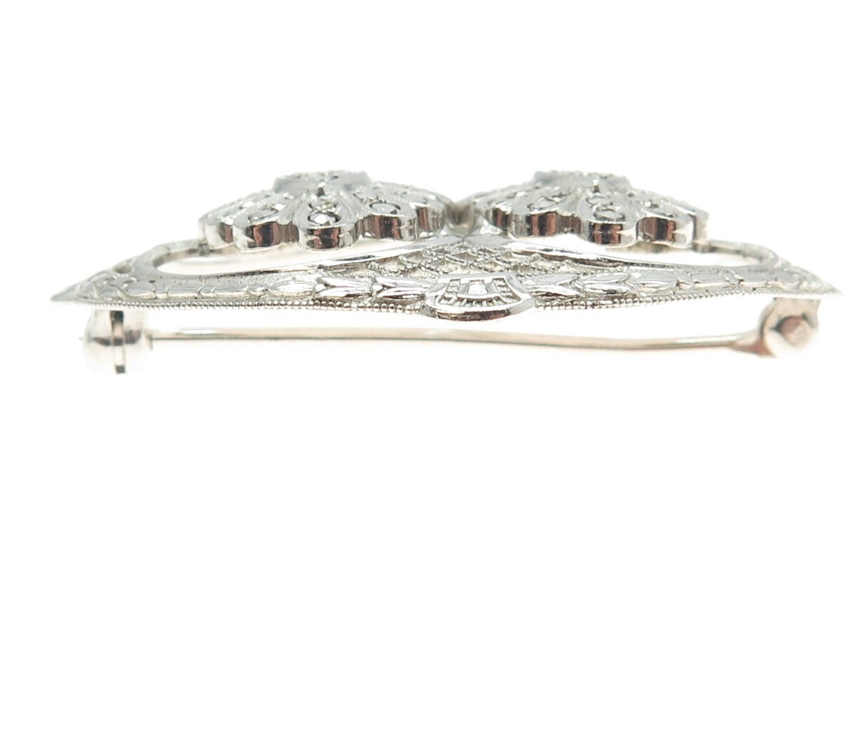 KILMER & DANIELS 925 Sterling Silver Antique Art Deco Marcasite Floral Brooch