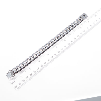 AMINOV 925 Sterling Silver Heavy 53.0g Hollow Cuban Link Bracelet 8.5"
