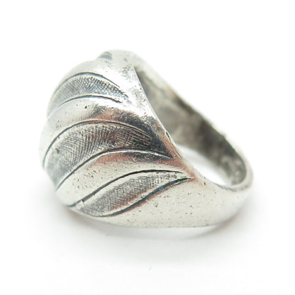 CLARK & COOMBS 925 Sterling Silver Vintage Wavy Dome Oxidized Ring Size 4
